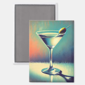 Mid Century I Love The Blues Martini Art Magnet (Vorderseite/Rückseite)