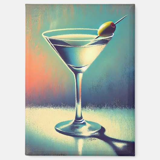 Mid Century I Love The Blues Martini Art Magnet (Vorderseite)