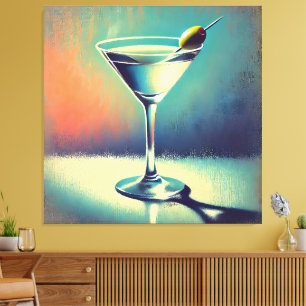 Mid Century I Love The Blues Martini Kunst Leinwanddruck