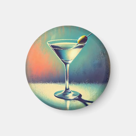 Mid Century I Love The Blues Martini Kunst Magnet (Vorne)