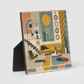 Mid-Century-Interieurdesign Wüstenwohnzimmer Fotoplatte (Vorderseite)