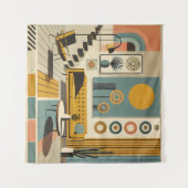 Mid-Century-Interieurdesign Wüstenwohnzimmer Wandteppich (Vorderseite (Horizontal))