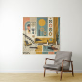 Mid-Century-Interieurdesign Wüstenwohnzimmer Wandteppich (Beispiel)