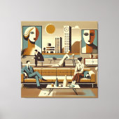 Mid Century Interior Design Art Lounge Leinwanddruck (Vorderseite)