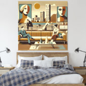 Mid Century Interior Design Art Lounge Leinwanddruck (Insitu (Schlafzimmer))