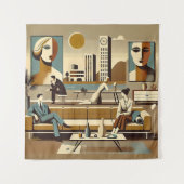 Mid Century Interior Design Art Lounge Wandteppich (Vorderseite)