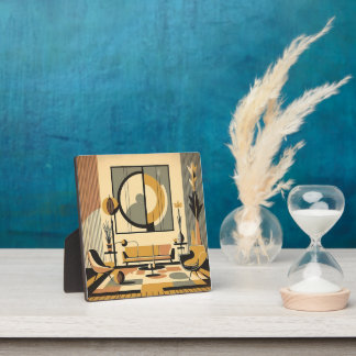 Mid Century Interior Design Autumn Hues Livingroom Fotoplatte