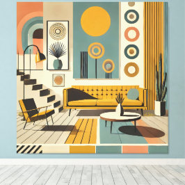 Mid Century Interior Design Desert Livingroom Leinwanddruck