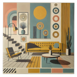 Mid Century Interior Design Dessert Livingroom Fliese