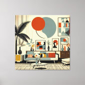 Mid Century Interior Design Eclipse Livingroom Leinwanddruck (Vorderseite)