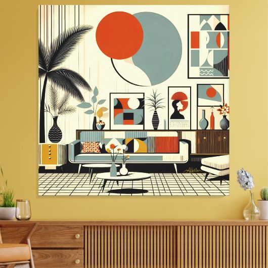 Mid Century Interior Design Eclipse Livingroom Leinwanddruck (Insitu (Wohnzimmer))