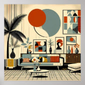 Mid Century Interior Design Eclipse Livingroom Poster (Vorne)