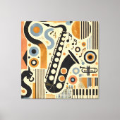 Mid Century Jazz Age Minimalist Art Saxophone Leinwanddruck (Vorderseite)
