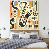 Mid Century Jazz Age Minimalist Art Saxophone Leinwanddruck (Insitu (Schlafzimmer))