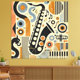 Mid Century Jazz Age Minimalist Art Saxophone Leinwanddruck
