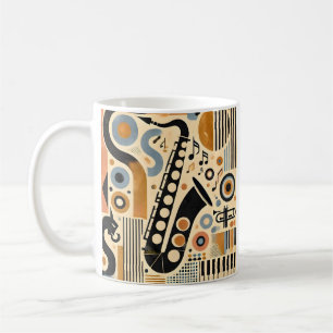 Mid-Century-Jazz-Age-Minimalist-Kunst-Saxophon Kaffeetasse