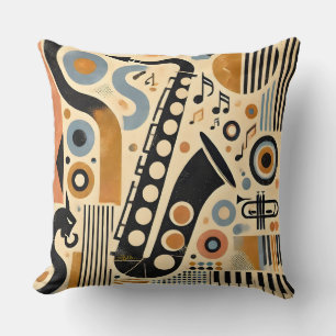 Mid Century Jazz Age Minimalistisch Art Saxophon Kissen
