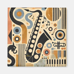 Mid Century Jazz Age Minimalistisch Art Saxophon Magnet