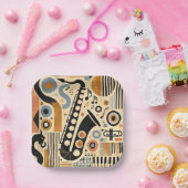 Mid Century Jazz Age Minimalistisch Art Saxophon Pappteller (Party)