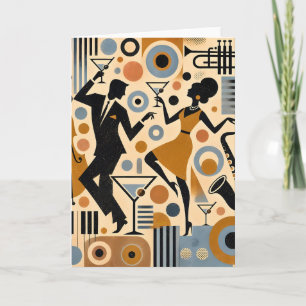 Mid Century Jazz Age Minimalistische Kunst Martini Karte