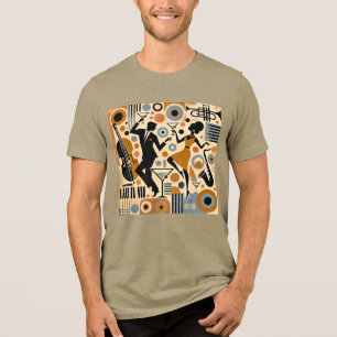 Mid Century Jazz Age Minimalistische Kunst Martini Tri-Blend Shirt