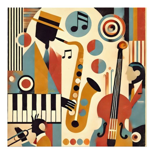 Mid Century Jazz Age Modern Minimalist Trio Fotodruck (Vorne)