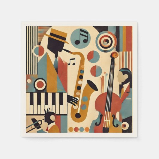 Mid Century Jazz Age Modern Minimalist Trio Serviette (Vorderseite)