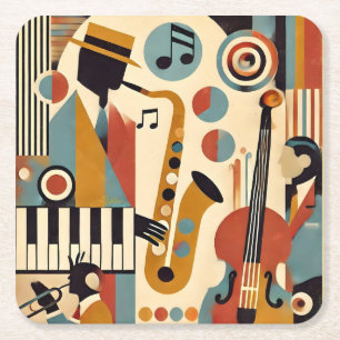 Mid Century Jazz Age Moderne Minimalistische Trio Rechteckiger Pappuntersetzer