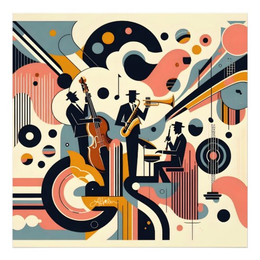 Mid Century Jazz Age Psychedelic Trio Fotodruck (Vorne)