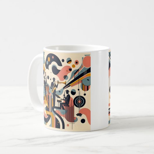 Mid Century Jazz Age Psychedelic Trio Kaffeetasse (Vorderseite Links)