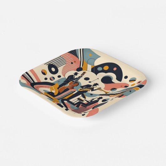 Mid Century Jazz Age Psychedelic Trio Pappteller (Gewinkelt)