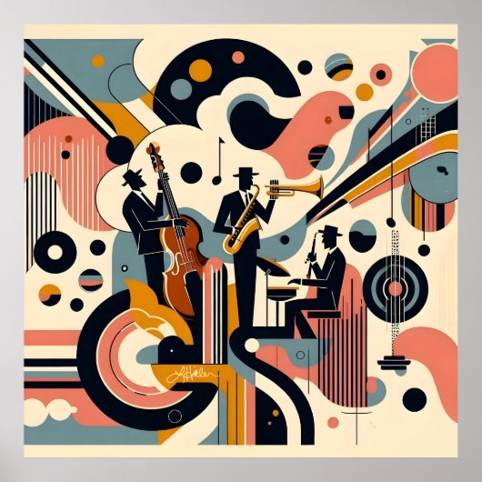 Mid Century Jazz Age Psychedelic Trio Poster (Vorne)