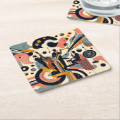 Mid Century Jazz Age Psychedelic Trio Rechteckiger Pappuntersetzer (angewinkelt)
