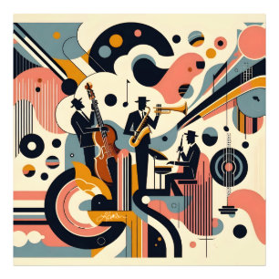 Mid Century Jazz Age Psychedelisches Trio Fotodruck
