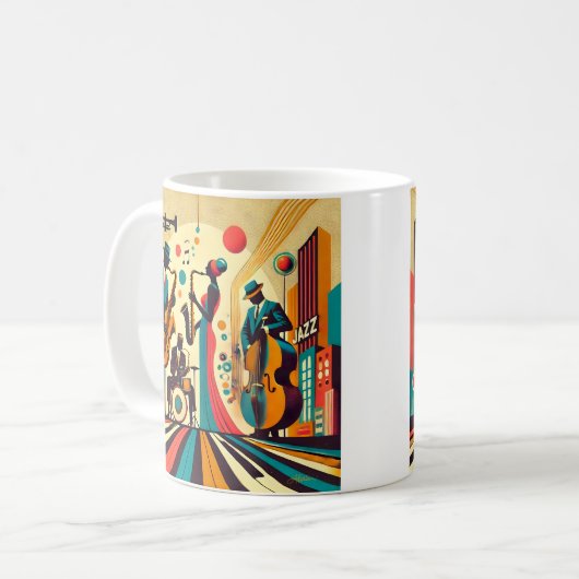 Mid Century Jazz Age Quartett Kaffeetasse (Vorderseite Links)