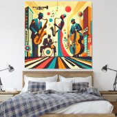 Mid Century Jazz Age Quartett Leinwanddruck (Insitu (Schlafzimmer))