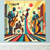 Mid Century Jazz Age Quartett Leinwanddruck (Insitu (Holzboden))
