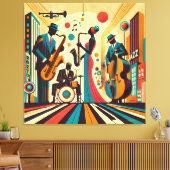 Mid Century Jazz Age Quartett Leinwanddruck (Insitu (Wohnzimmer))