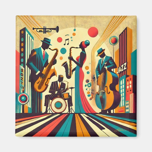 Mid Century Jazz Age Quartett Magnet (Vorne)