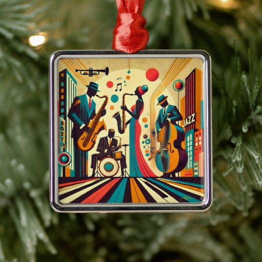 Mid Century Jazz Age Quartett Ornament Aus Metall (Baum)