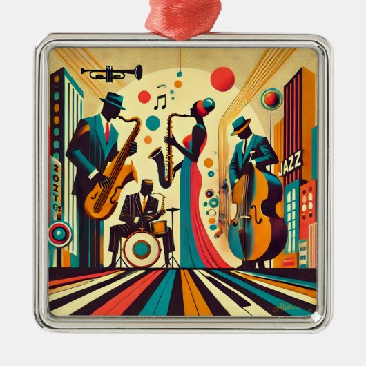 Mid Century Jazz Age Quartett Ornament Aus Metall (Vorne)