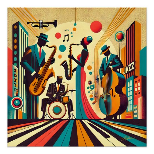 Mid Century Jazz Age Quartett Poster (Vorderseite)