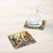 Mid Century Jazz Age Quartett Rechteckiger Pappuntersetzer (Vor Ort)