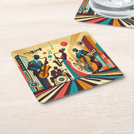 Mid Century Jazz Age Quartett Rechteckiger Pappuntersetzer (angewinkelt)