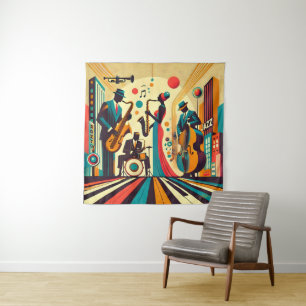 Mid Century Jazz Age Quartett Wandteppich