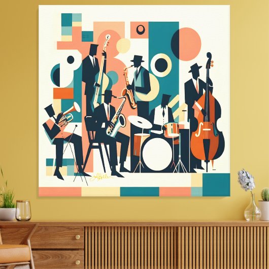 Mid Century Jazz Age Sextet Leinwanddruck (Insitu (Wohnzimmer))