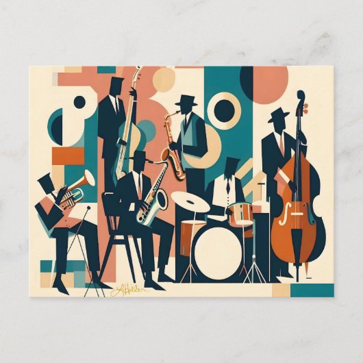 Mid Century Jazz Age Sextet Postkarte (Vorderseite)