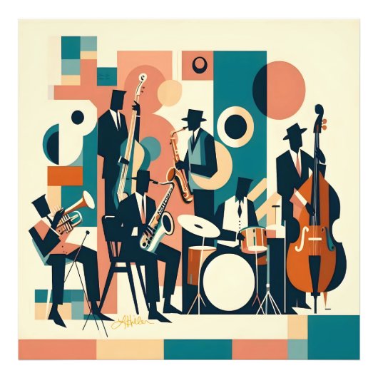 Mid Century Jazz Age Sextett Fotodruck (Vorne)