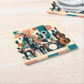 Mid Century Jazz Age Sextett Rechteckiger Pappuntersetzer (angewinkelt)