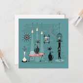 Mid Century Kitty Family Mischief ©studioxtine Karte (Vorderseite/Rückseite Beispiel)